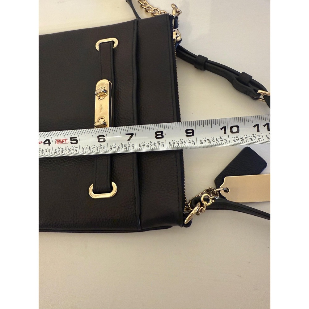 Coach Crossbody Bag Womens Small Black Leather Zip Top Chain Turnlock - Picture 11 of 12